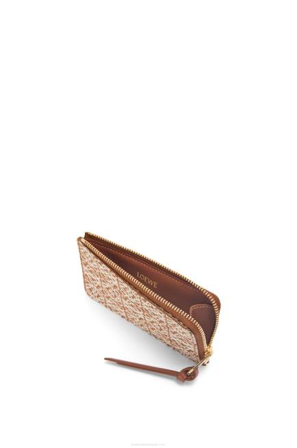 Tan/Pecan Coin cardholder in jacquard and calfskin Loewe 84PR1389 Women