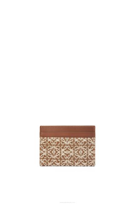 Tan/Pecan Plain cardholder in jacquard and calfskin Loewe 84PR1391 Women