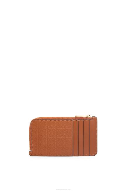 Tan Repeat coin cardholder in embossed silk calfskin Loewe 84PR1411 Women