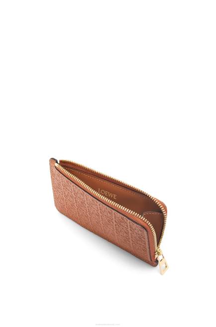 Tan Repeat coin cardholder in embossed silk calfskin Loewe 84PR1411 Women