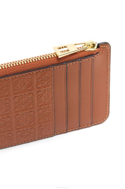 Tan Repeat coin cardholder in embossed silk calfskin Loewe 84PR1411 Women