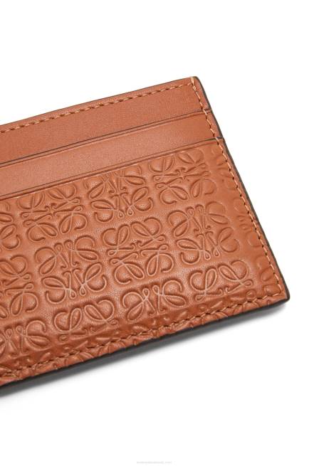 Tan Repeat plain cardholder in embossed silk calfskin Loewe 84PR1400 Women
