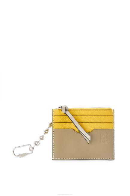 Yellow/Clay Green Square cardholder in soft grained calfskin with chain Loewe 84PR1383 Women
