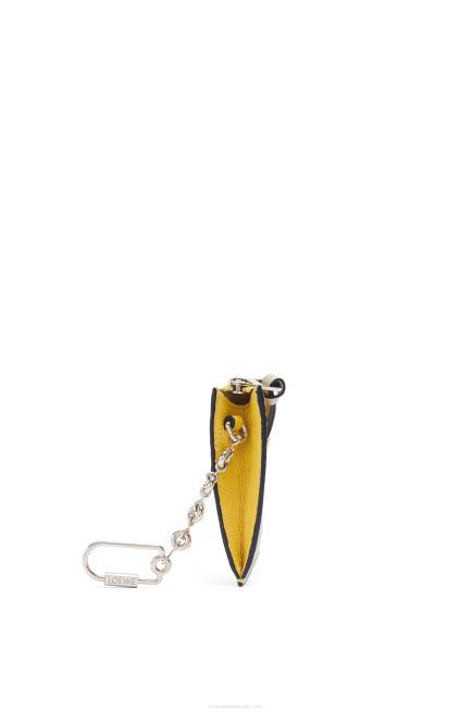 Yellow/Clay Green Square cardholder in soft grained calfskin with chain Loewe 84PR1383 Women