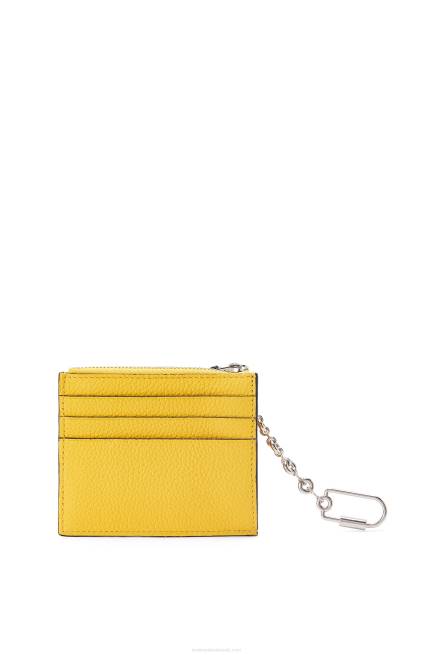 Yellow/Clay Green Square cardholder in soft grained calfskin with chain Loewe 84PR1383 Women