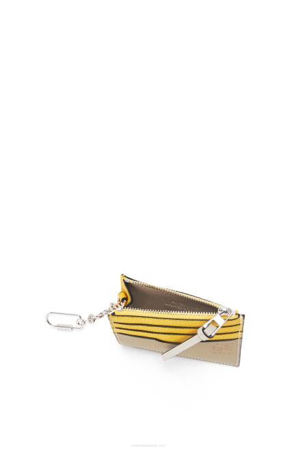 Yellow/Clay Green Square cardholder in soft grained calfskin with chain Loewe 84PR1383 Women