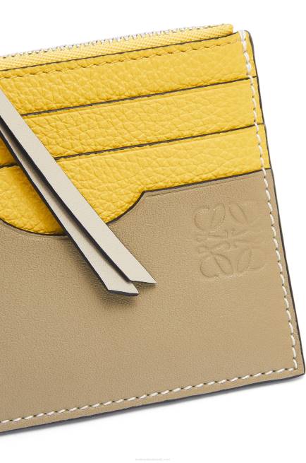 Yellow/Clay Green Square cardholder in soft grained calfskin with chain Loewe 84PR1383 Women