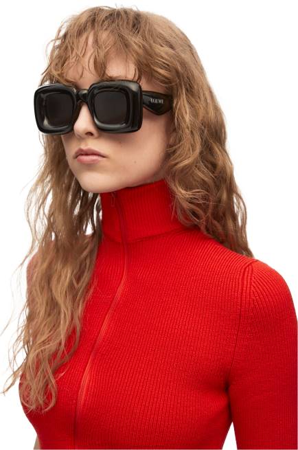 Black Inflated rectangular sunglasses in nylon Loewe 84PR1470 Women