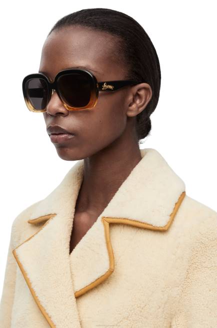 Gradient Black/Beige Square halfmoon sunglasses in acetate Loewe 84PR1438 Women