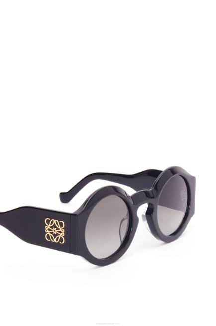 Shiny Black Curved sunglasses in acetate Loewe 84PR1443 Women