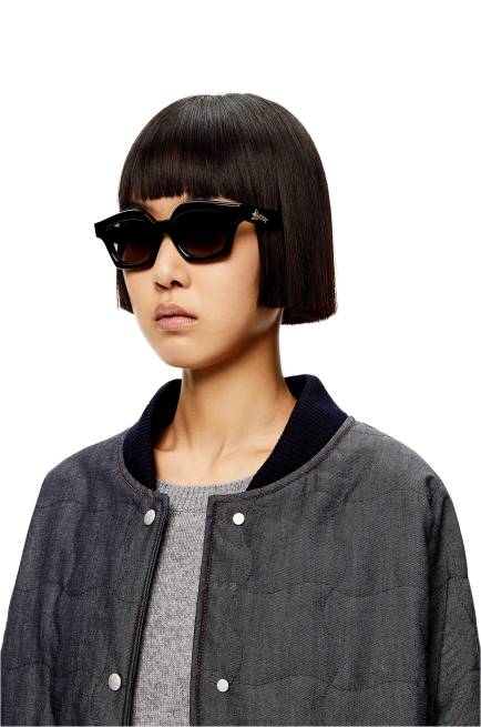 Shiny Black Small browline sunglasses in acetate Loewe 84PR1483 Women