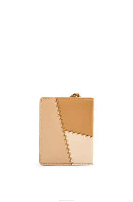 Angora/Dusty Beige Puzzle compact zip wallet in classic calfskin Loewe 84PR1212 Women