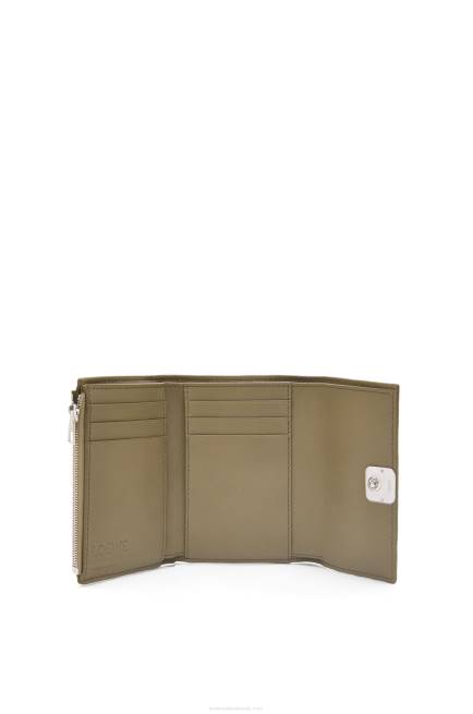 Artichoke Green Anagram small vertical wallet in pebble grain calfskin Loewe 84PR1291 Women