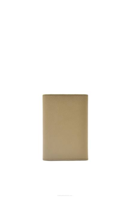 Artichoke Green Anagram small vertical wallet in pebble grain calfskin Loewe 84PR1291 Women