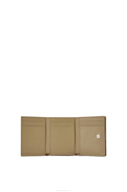 Artichoke Green Anagram trifold wallet in pebble grain calfskin Loewe 84PR1290 Women