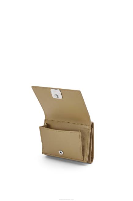 Artichoke Green Anagram trifold wallet in pebble grain calfskin Loewe 84PR1290 Women