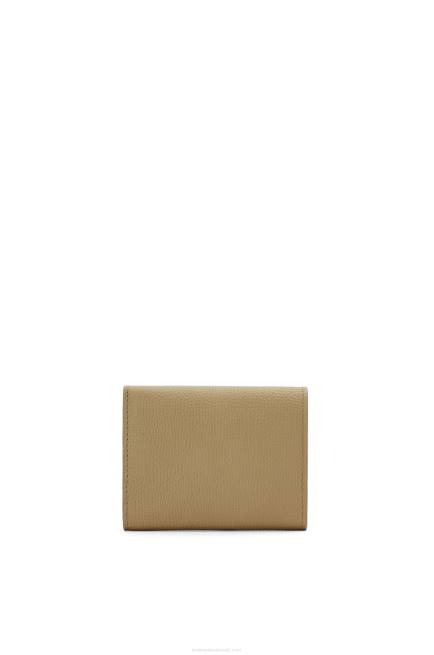 Artichoke Green Anagram trifold wallet in pebble grain calfskin Loewe 84PR1290 Women