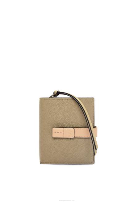 Artichoke Green/Dusty Beige Compact zip wallet in soft grained calfskin Loewe 84PR1288 Women