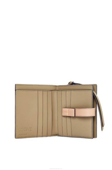 Artichoke Green/Dusty Beige Compact zip wallet in soft grained calfskin Loewe 84PR1288 Women