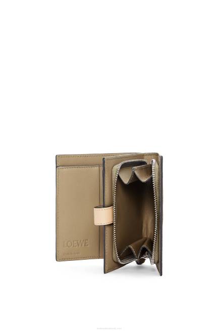 Artichoke Green/Dusty Beige Compact zip wallet in soft grained calfskin Loewe 84PR1288 Women