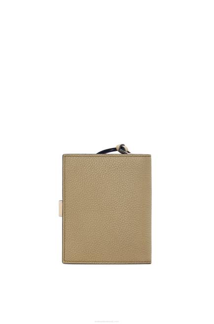 Artichoke Green/Dusty Beige Compact zip wallet in soft grained calfskin Loewe 84PR1288 Women
