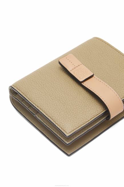 Artichoke Green/Dusty Beige Compact zip wallet in soft grained calfskin Loewe 84PR1288 Women