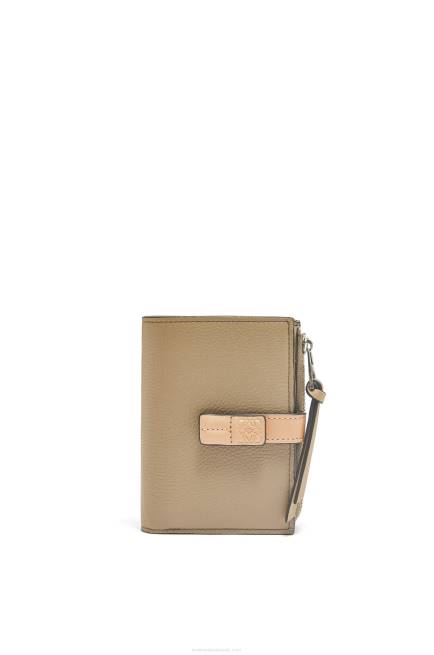 Artichoke Green/Dusty Beige Slim zip bifold wallet in soft grained calfskin Loewe 84PR1289 Women