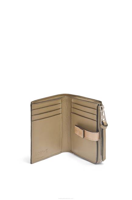Artichoke Green/Dusty Beige Slim zip bifold wallet in soft grained calfskin Loewe 84PR1289 Women
