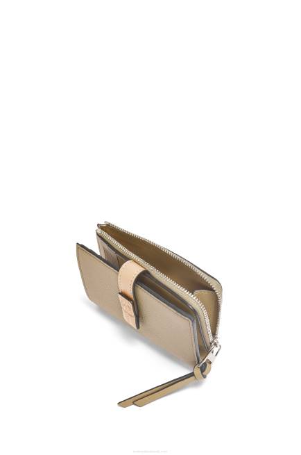 Artichoke Green/Dusty Beige Slim zip bifold wallet in soft grained calfskin Loewe 84PR1289 Women