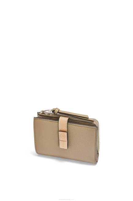 Artichoke Green/Dusty Beige Slim zip bifold wallet in soft grained calfskin Loewe 84PR1289 Women