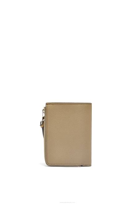 Artichoke Green/Dusty Beige Slim zip bifold wallet in soft grained calfskin Loewe 84PR1289 Women