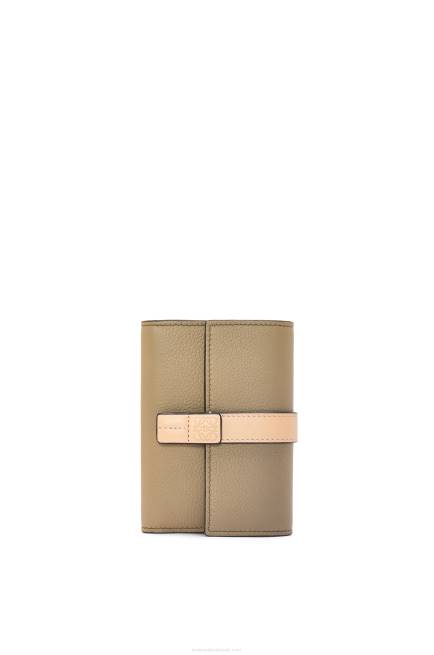 Artichoke Green/Dusty Beige Small vertical wallet in soft grained calfskin Loewe 84PR1287 Women