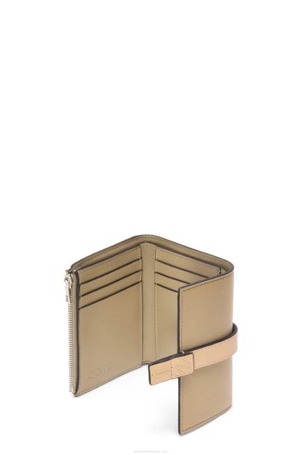 Artichoke Green/Dusty Beige Small vertical wallet in soft grained calfskin Loewe 84PR1287 Women