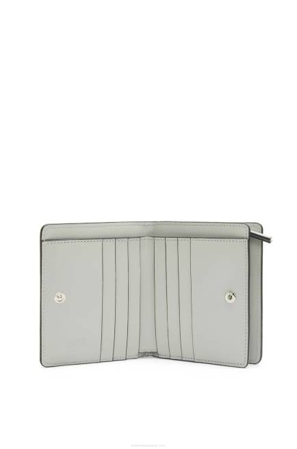 Ash Grey/Light Celadon Puzzle compact zip wallet in classic calfskin Loewe 84PR1261 Women