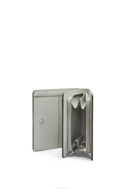Ash Grey/Light Celadon Puzzle compact zip wallet in classic calfskin Loewe 84PR1261 Women