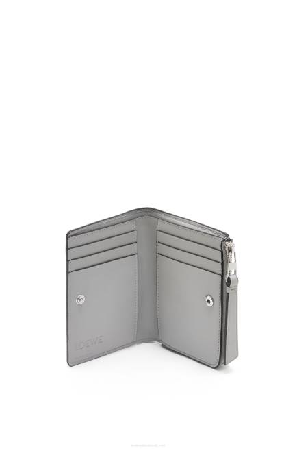 Ash Grey/Light Celadon Puzzle slim bifold wallet in classic calf Loewe 84PR1260 Women
