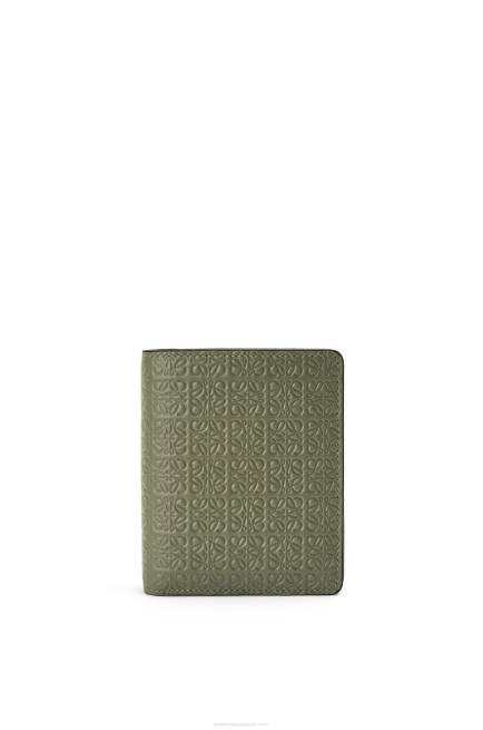 Avocado Green Repeat compact zip wallet in embossed silk calfskin Loewe 84PR1278 Women