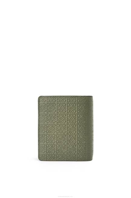 Avocado Green Repeat compact zip wallet in embossed silk calfskin Loewe 84PR1278 Women