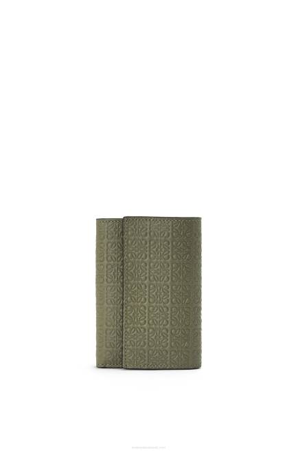 Avocado Green Repeat small vertical wallet in embossed silk calfskin Loewe 84PR1279 Women