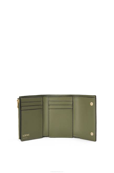 Avocado Green Repeat small vertical wallet in embossed silk calfskin Loewe 84PR1279 Women