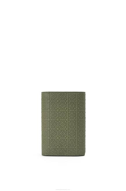 Avocado Green Repeat small vertical wallet in embossed silk calfskin Loewe 84PR1279 Women