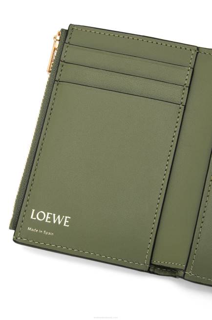 Avocado Green Repeat small vertical wallet in embossed silk calfskin Loewe 84PR1279 Women