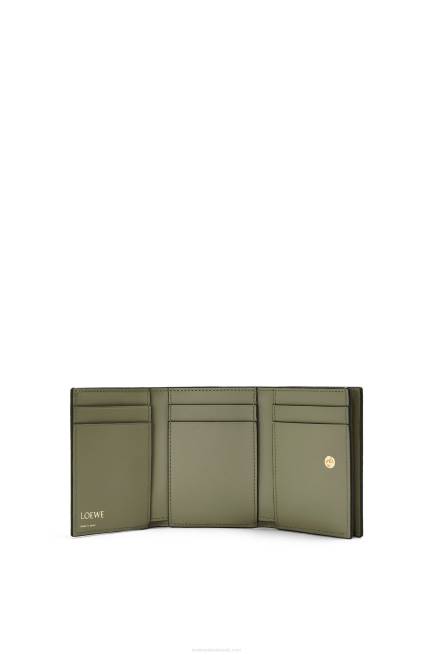 Avocado Green Repeat trifold wallet in embossed silk calfskin Loewe 84PR1277 Women