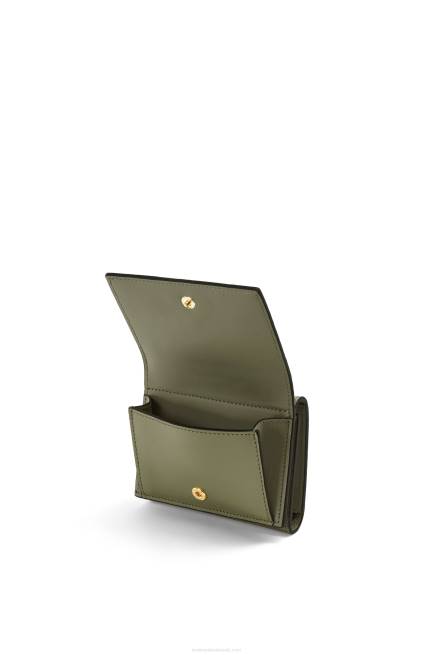 Avocado Green Repeat trifold wallet in embossed silk calfskin Loewe 84PR1277 Women
