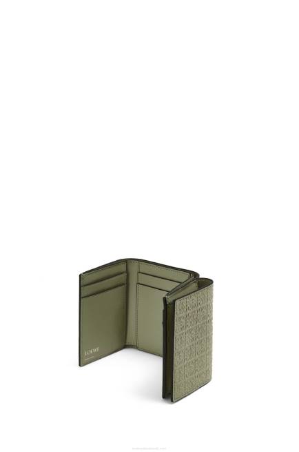 Avocado Green Repeat trifold wallet in embossed silk calfskin Loewe 84PR1277 Women