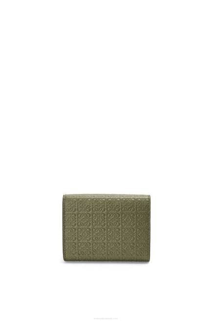 Avocado Green Repeat trifold wallet in embossed silk calfskin Loewe 84PR1277 Women