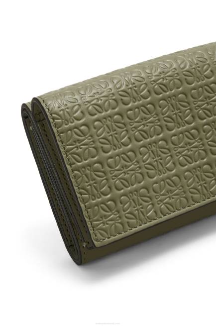 Avocado Green Repeat trifold wallet in embossed silk calfskin Loewe 84PR1277 Women