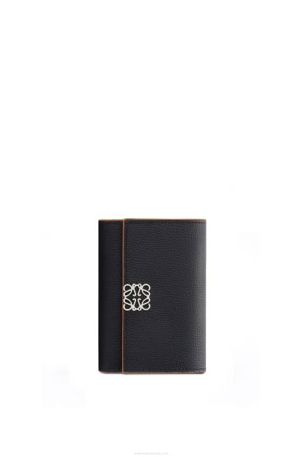 Black Anagram small vertical wallet in pebble grain calfskin Loewe 84PR1246 Women