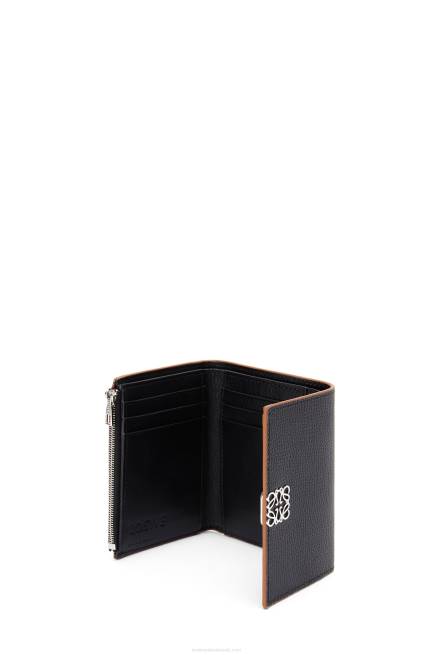 Black Anagram small vertical wallet in pebble grain calfskin Loewe 84PR1246 Women