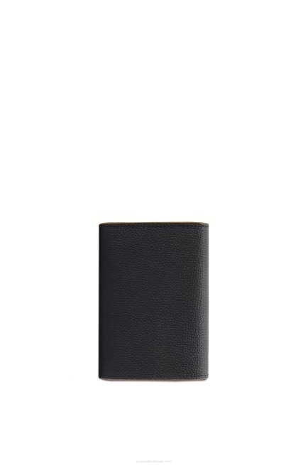 Black Anagram small vertical wallet in pebble grain calfskin Loewe 84PR1246 Women